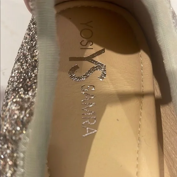 Yosi Samra Glitter Flats with Bow - Silver and Tan - Picture 2 of 4